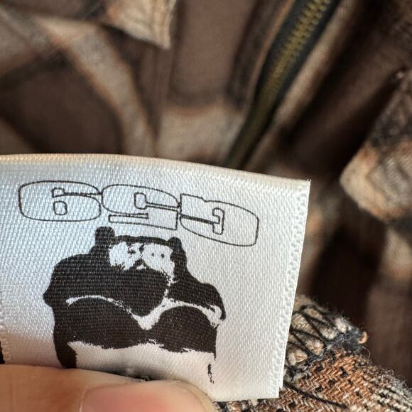 G59 Records g59 Zip up Embroidered Flannel Brown Shirt Grunge Men's L - Picture 12 of 12